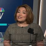 Gilma’s grey plaid floral applique dress on NBC News Daily