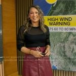 Ginger's red belted leather skirt on Good Morning America