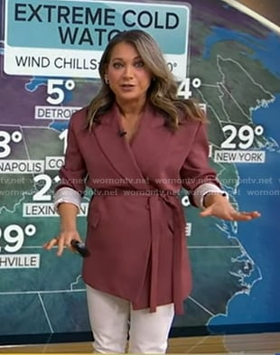 Ginger’s pink tie waist blazer on Good Morning America