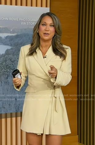 Ginger’s yellow beige blazer dress on Good Morning America