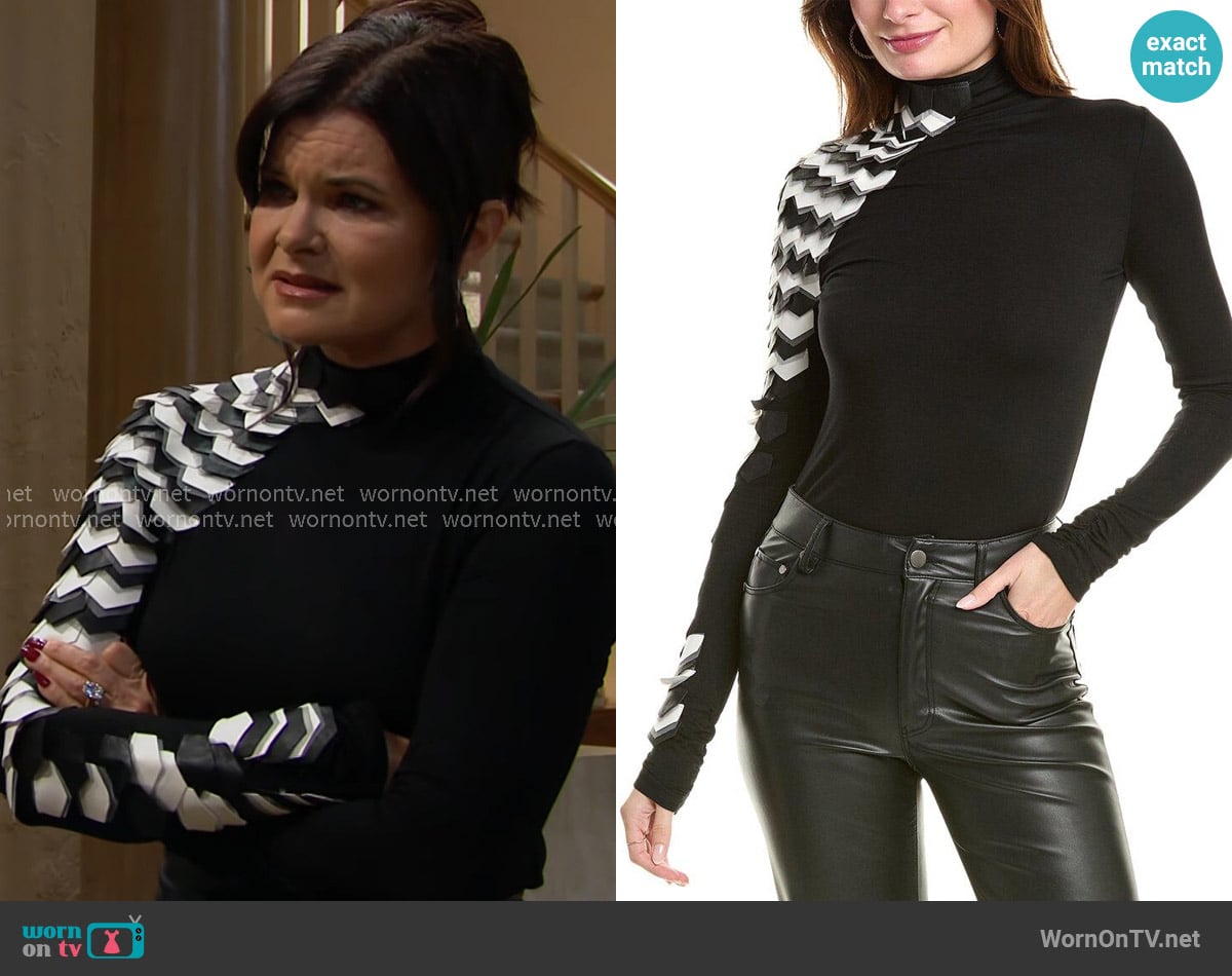 Gracia Faux Leather Scale Top worn by Katie Logan (Heather Tom) on The Bold and the Beautiful