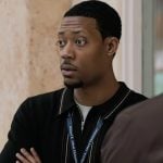 Gregory's stripe trim cardigan on Abbott Elementary