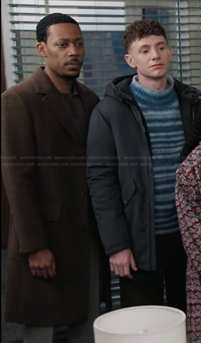 Gregory's brown coat on Abbott Elementary