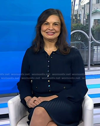 Gretel Schueller's navy ribbed knit dress on Today