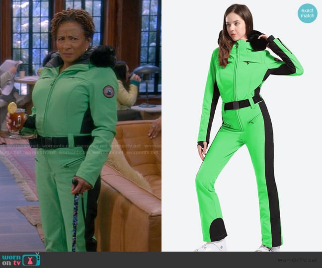 Regina’s green ski suit on The Upshaws