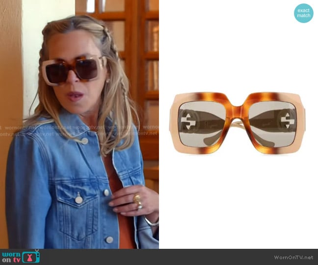 Gucci Chain-strap Square Sunglasses worn by Sutton Stracke on The Real Housewives of Beverly Hills