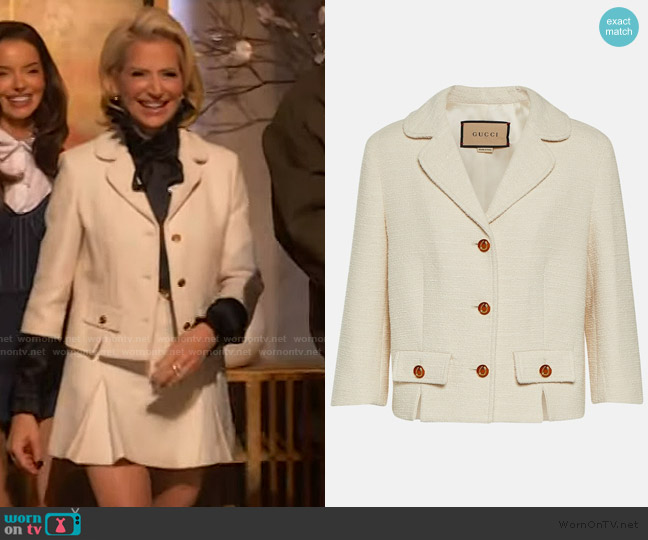 Gucci Cropped bouclé jacket worn by Dorinda Medley on The Drew Barrymore Show