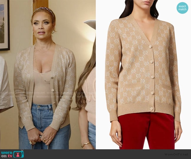 Gucci GG Cardigan in Lame GG Jacquard worn by Gizelle Bryant on The Real Housewives of Potomac