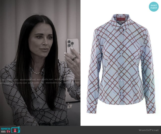 Gucci Horsebit-print Shirt worn by Kyle Richards on The Real Housewives of Beverly Hills