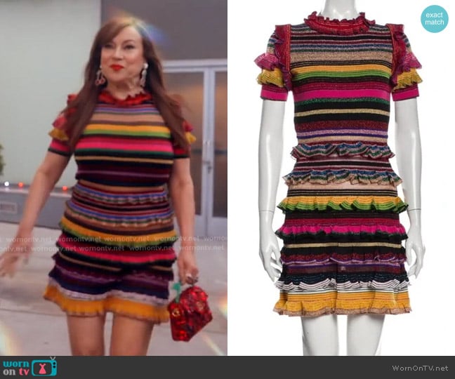 Gucci Stripe Knit Dress worn by Jennifer Tilly on The Real Housewives of Beverly Hills