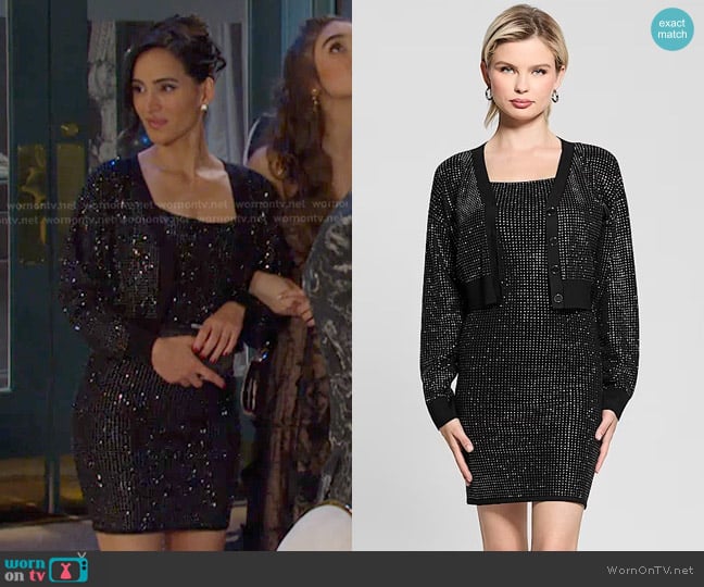 Gabi’s black embellished cardigan on Days of our Lives Gabi’s black embellished cardigan on Days of our Lives