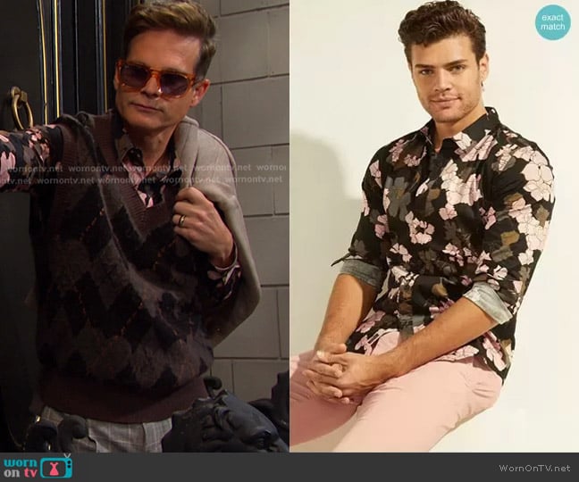 Guess Luxe Elm Floral Shirt worn by Leo Stark (Greg Rikaart) on Days of our Lives