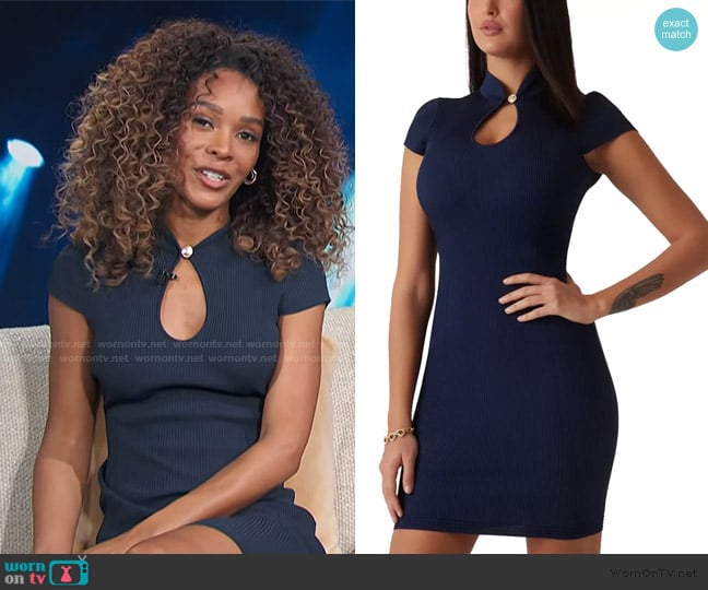 Guess  Malia Short-Sleeve Sweater Mini Dress worn by Zuri Hall on Access Hollywood