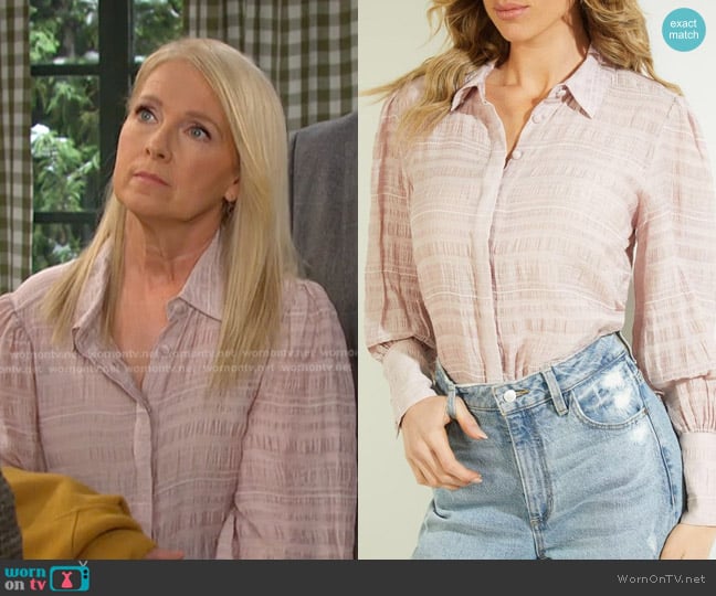 Guess Rav Crinkle Top worn by Jennifer Horton (Melissa Reeves) on Days of our Lives