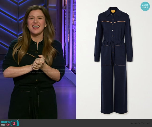 Guest in Residence Western Everywear cashmere jumpsuit worn by Kelly Clarkson on The Kelly Clarkson Show