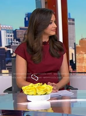 Hanna Battah’s red buckle waist top on Good Morning America