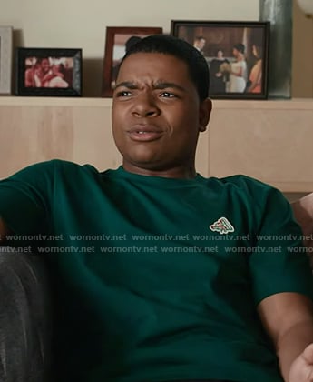 Harry's green pizza patch tee on 9-1-1