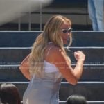 Heather’s grey bird print dress on The Real Housewives of Salt Lake City