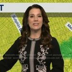 Heather’s black floral print knit dress on Good Morning America