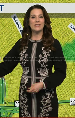 Heather's black floral print knit dress on Good Morning America