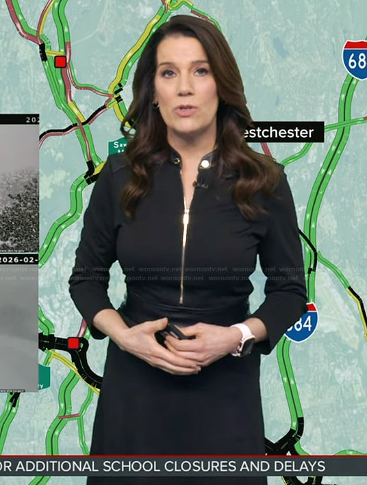 Heather's black zip front dress on Good Morning America