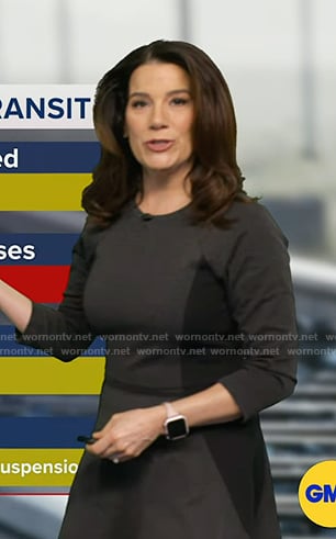 Heather's dark grey colorblock dress on Good Morning America