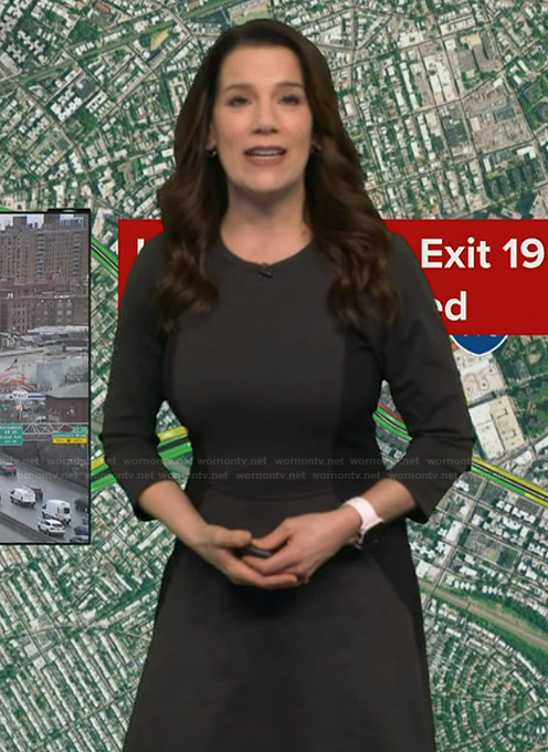 Heather’s dark grey colorblock dress on Good Morning America