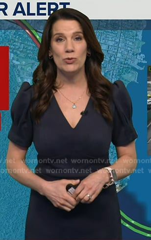 Heather's navy puff sleeve dress on Good Morning America