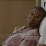 Hen's pink checkerboard knit top on 9-1-1