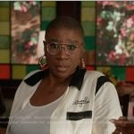 Hen’s white contrast trim bowling shirt on 9-1-1