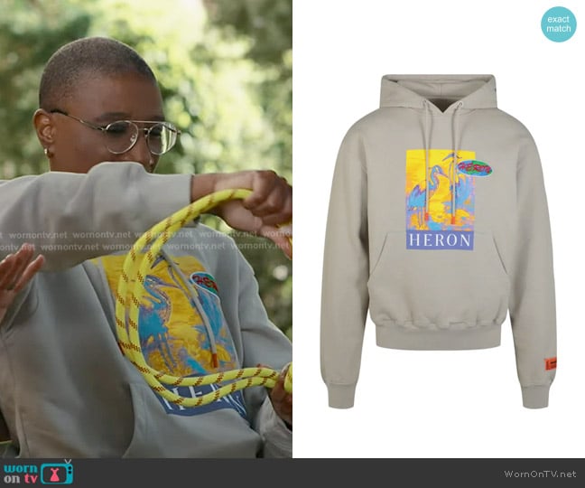 Heron Preston Heron Graphic Cotton Hoodie Pullover worn by Henrietta Wilson (Aisha Hinds) on 9-1-1