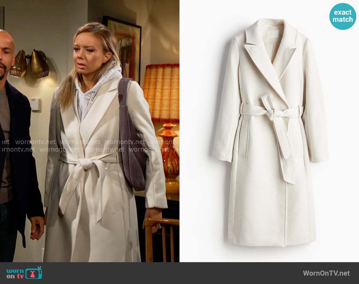H&M Tie Belt Coat worn by Abby Newman (Melissa Ordway) on The Young and the Restless