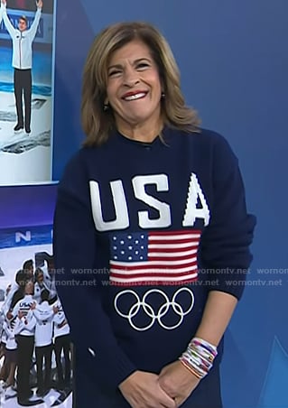 Hoda’s navy USA knit sweater on Today