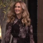 Holly Hunter’s black floral maxi shirtdress on Live with Kelly and Mark