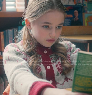 Holly's rose print knit cardigan on Stranger Things