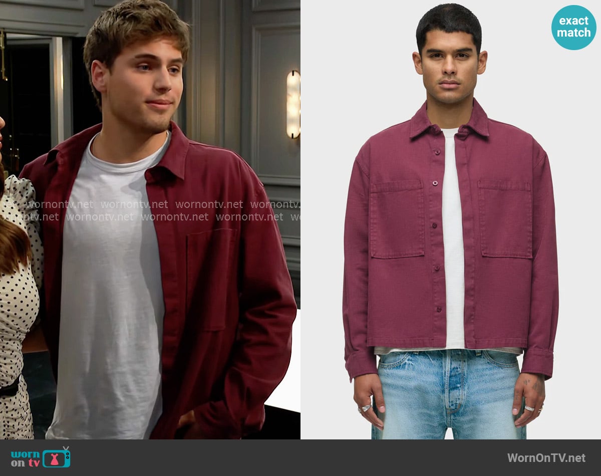 Hudson Relaxed Long Sleeve Overshirt in Port Royale worn by Will Spencer (Crew Morrow) on The Bold and the Beautiful