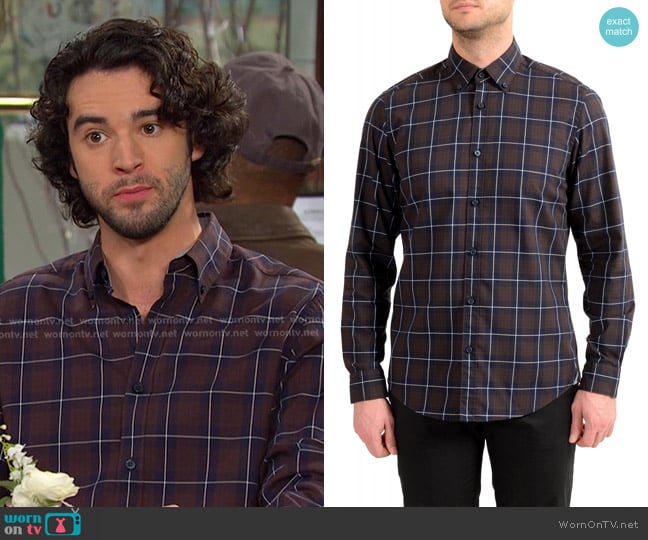 Hugo Boss Lod_53 Regular Fit Plaid Long Sleeve Casual Shirt worn by Mark Greene (Jonah Robinson) on Days of our Lives