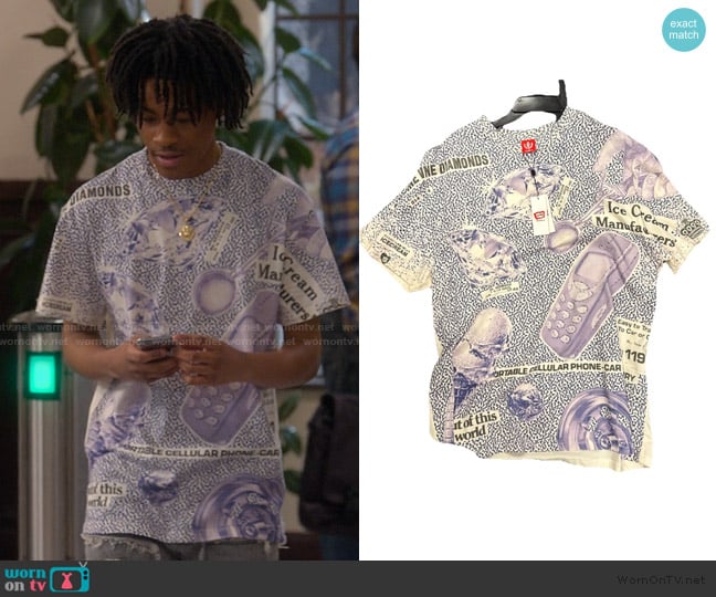 Ice Cream Retro Print Tee worn by Kelvin (Diamond Lyons) on The Upshaws