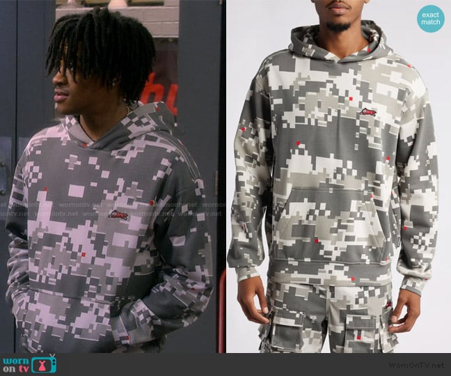 Icecream Digi Camo Pullover Hoodie worn by Kelvin (Diamond Lyons) on The Upshaws