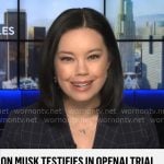 Jo Ling Kent’s checked navy blazer on CBS Mornings
