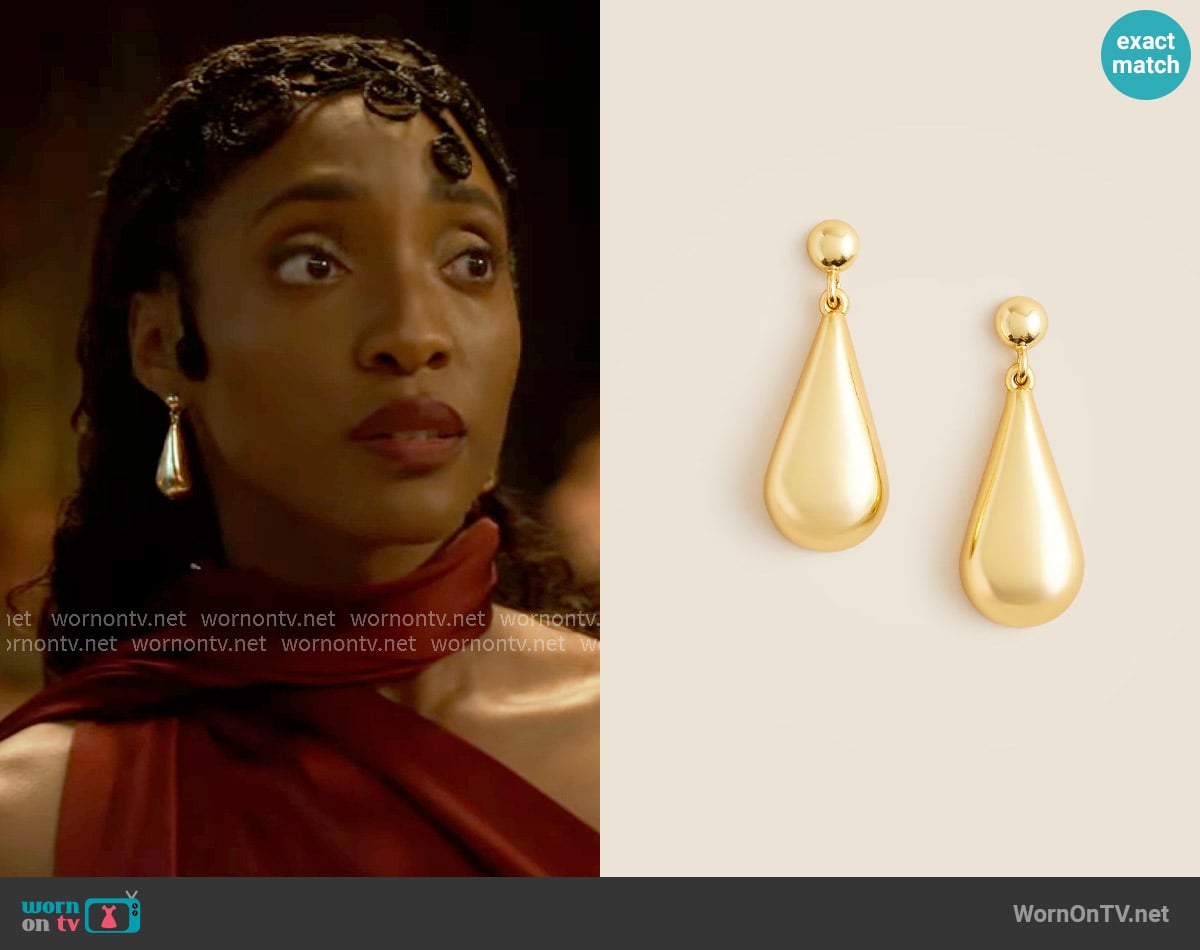 J. Crew Gold-tone teardrop earrings worn by Faith Mitchell (Iantha Richardson) on Will Trent