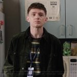 Jacob’s green corduroy jacket and pants on Abbott Elementary