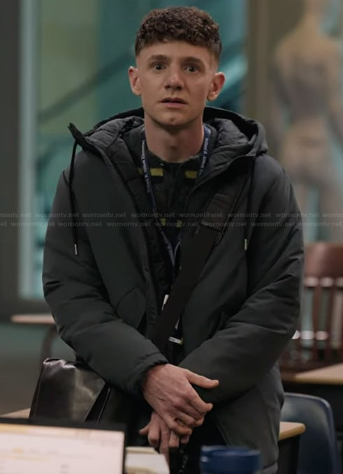 Jacob’s striped cardigan and jacket on Abbott Elementary