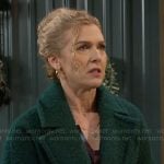 Jan’s green boucle coat on Beyond the Gates