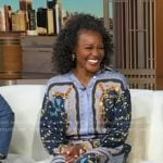 Janai’s blue print blouse and skirt on Good Morning America