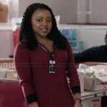 Janine’s burgundy long sleeve dress on Abbott Elementary