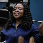 Janine’s blue track jacket on Abbott Elementary