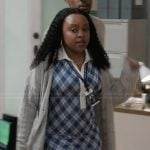 Janine's blue plaid polo dress on Abbott Elementary