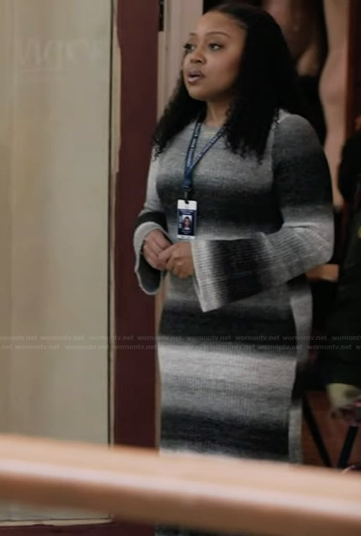 Janine’s stripe long sleeve sweater dress on Abbott Elementary