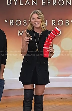 Jenna’s black sleeveless tweed mini dress on Today
